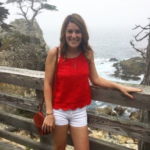 Red Lace Scalloped Tank Size Small